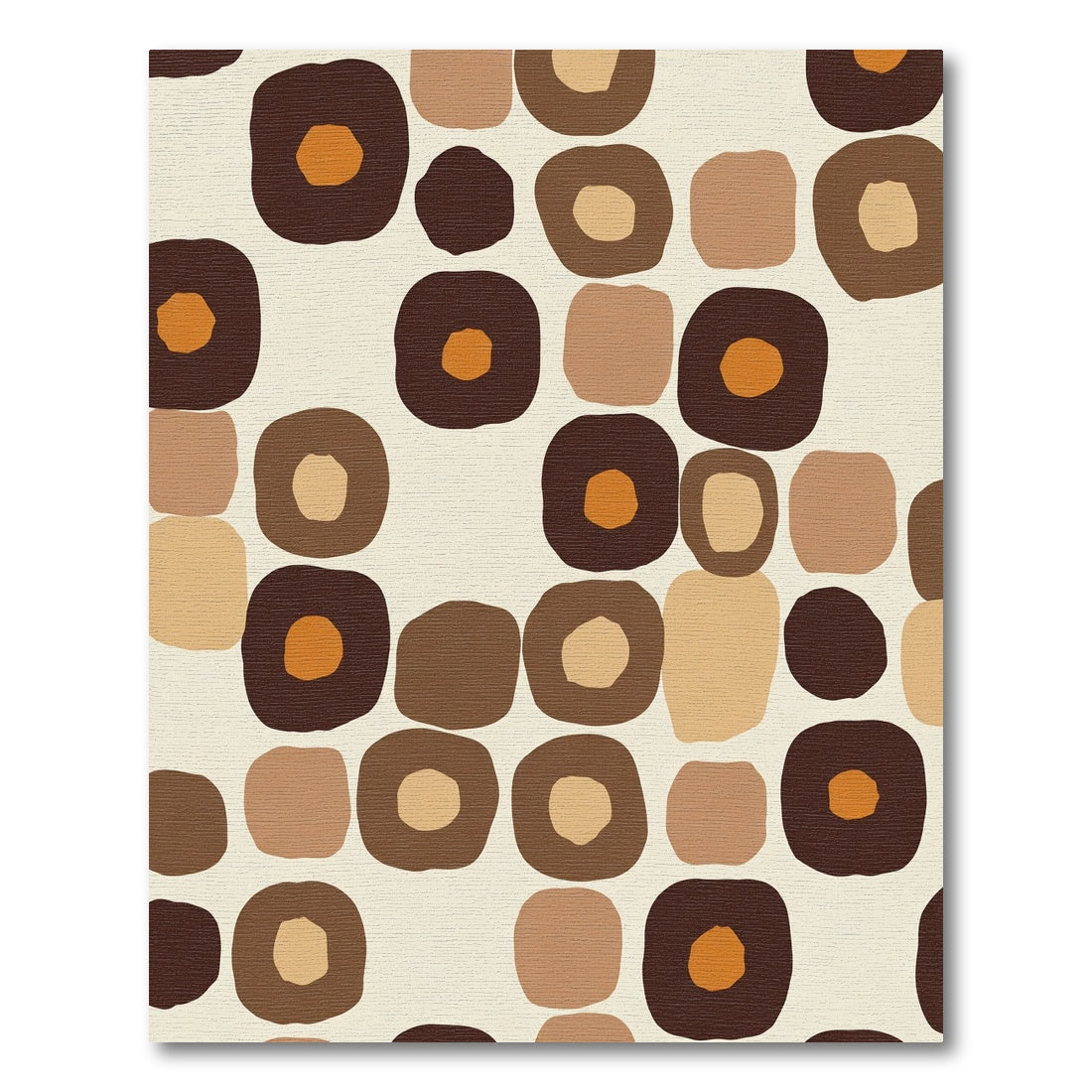 Retro Earthy Tone Rounded Squares Rug