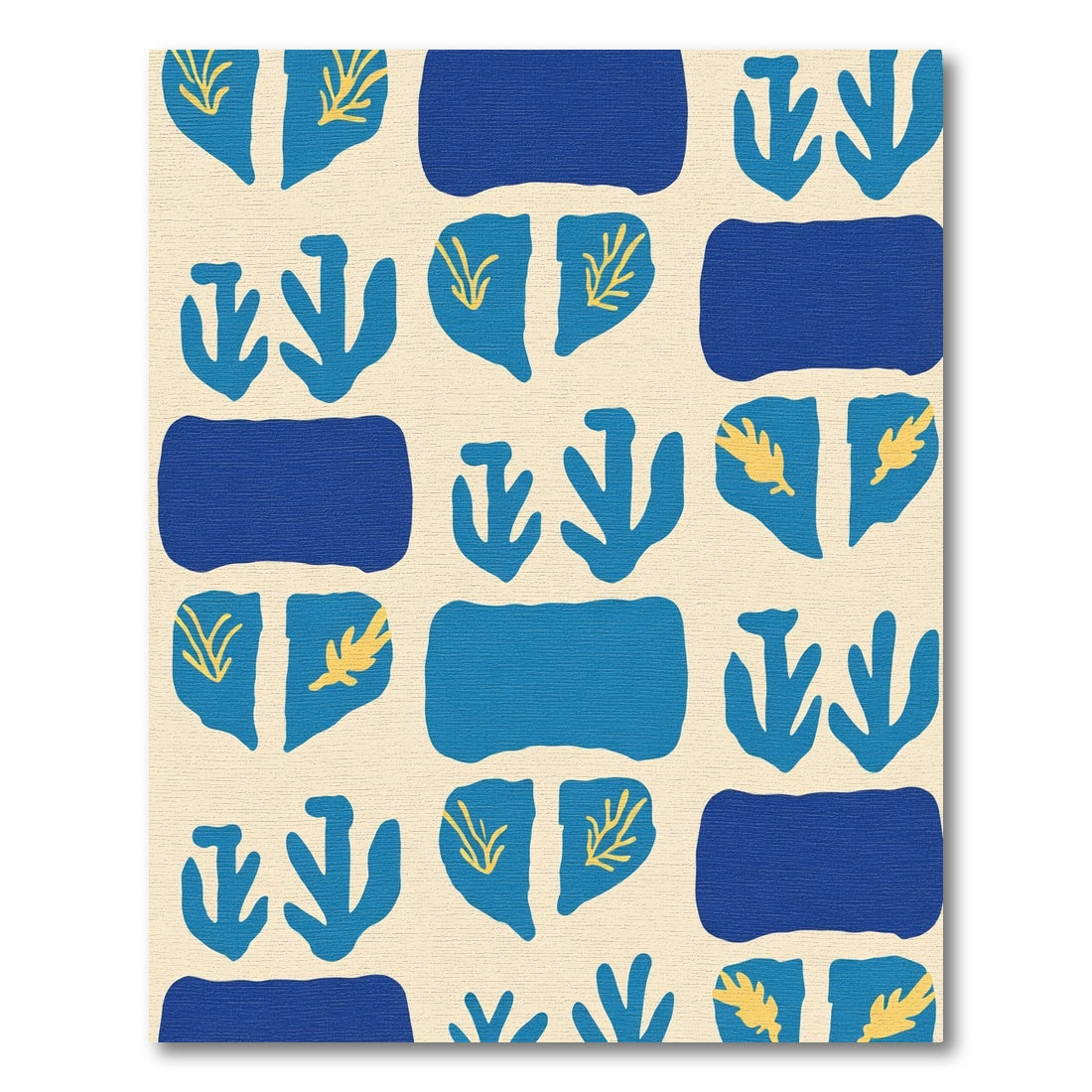 Blue Yellow Bold Organic Shapes Rug