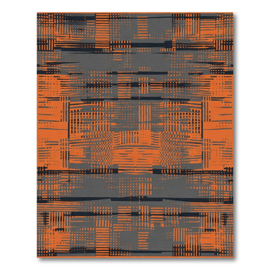 Orange and Gray Abstract Glitch Texture Rug