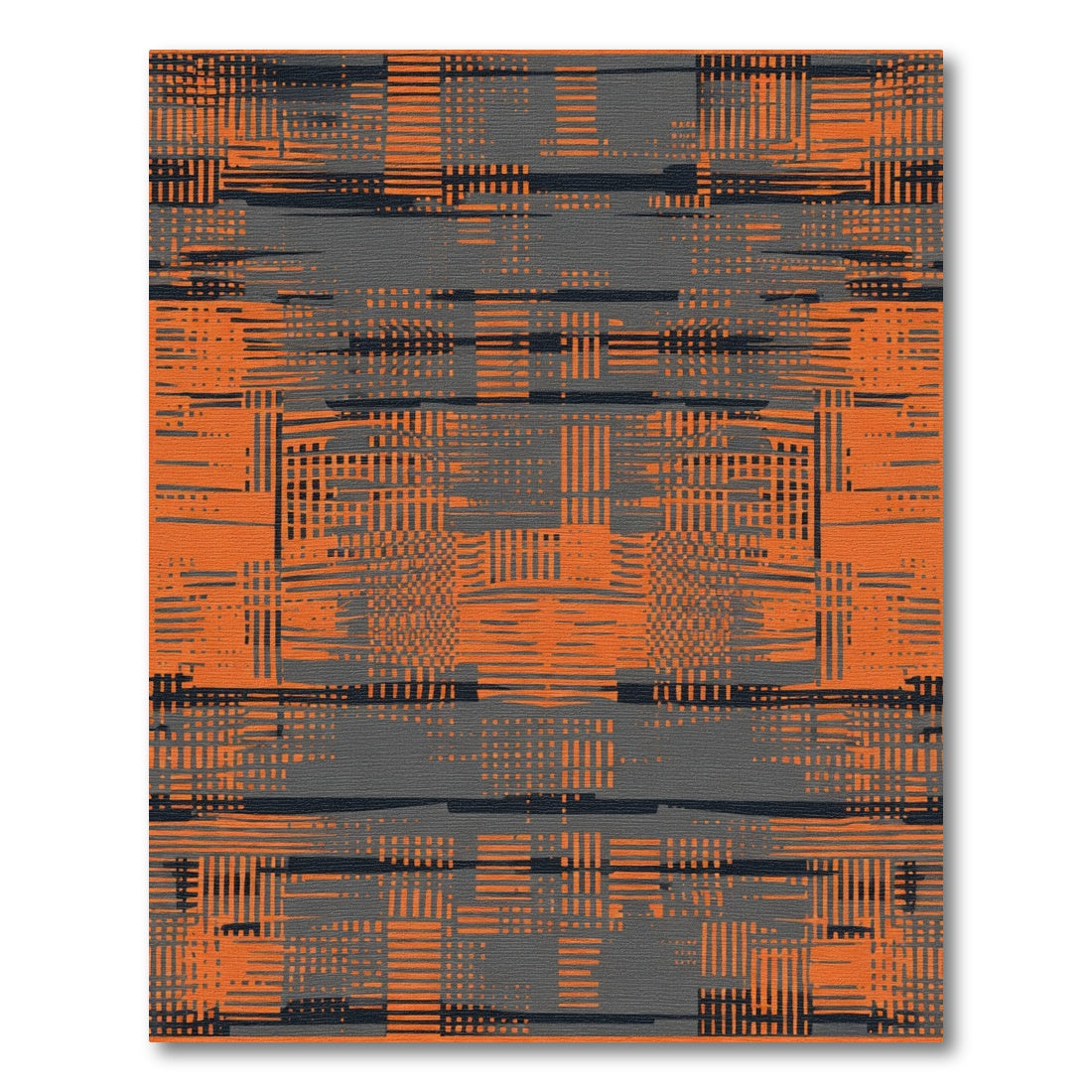 Orange and Gray Abstract Glitch Texture Rug