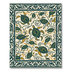 Teal Yellow Turtle Swirl Border Rug