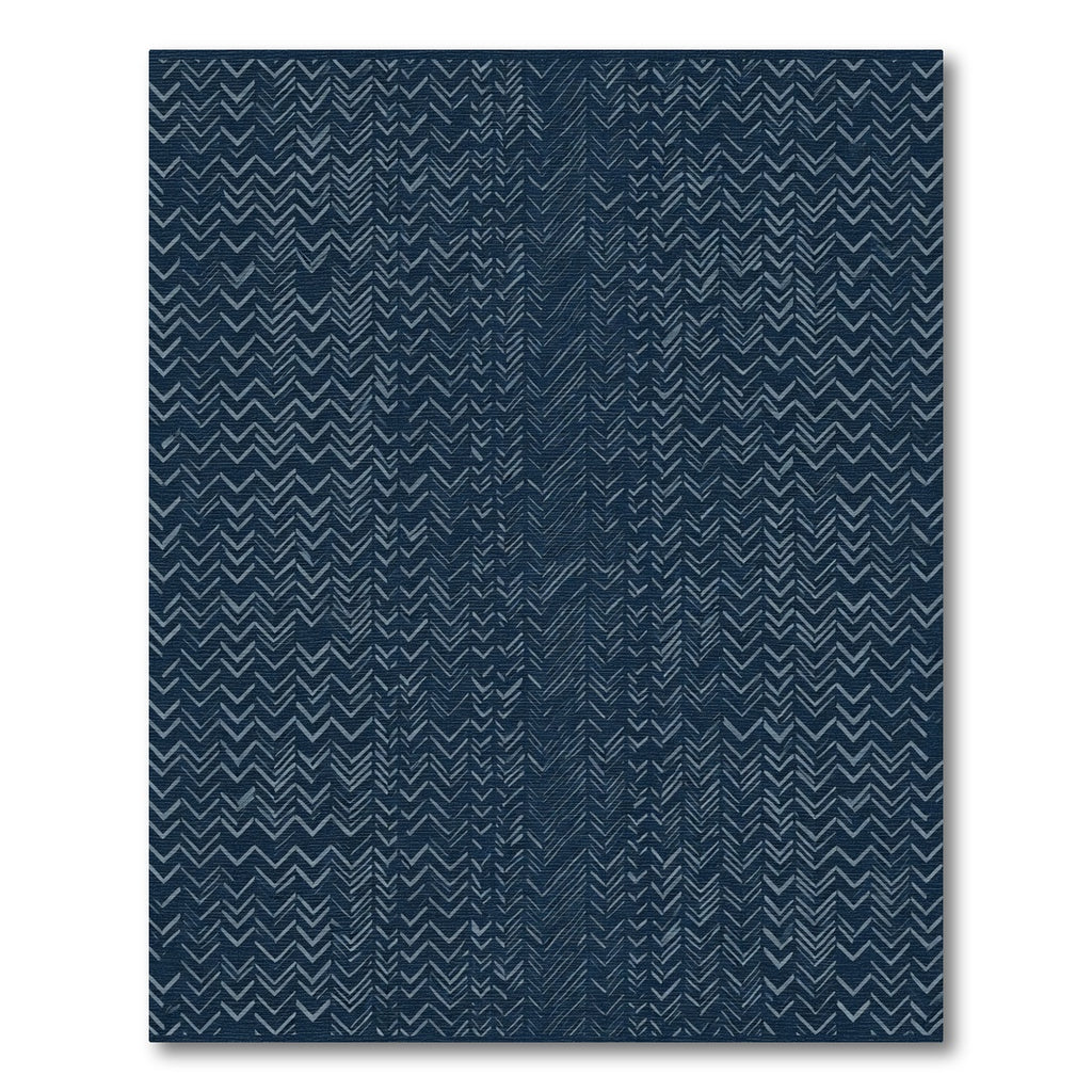 Deep Navy Subtle Chevron Stripe Rug