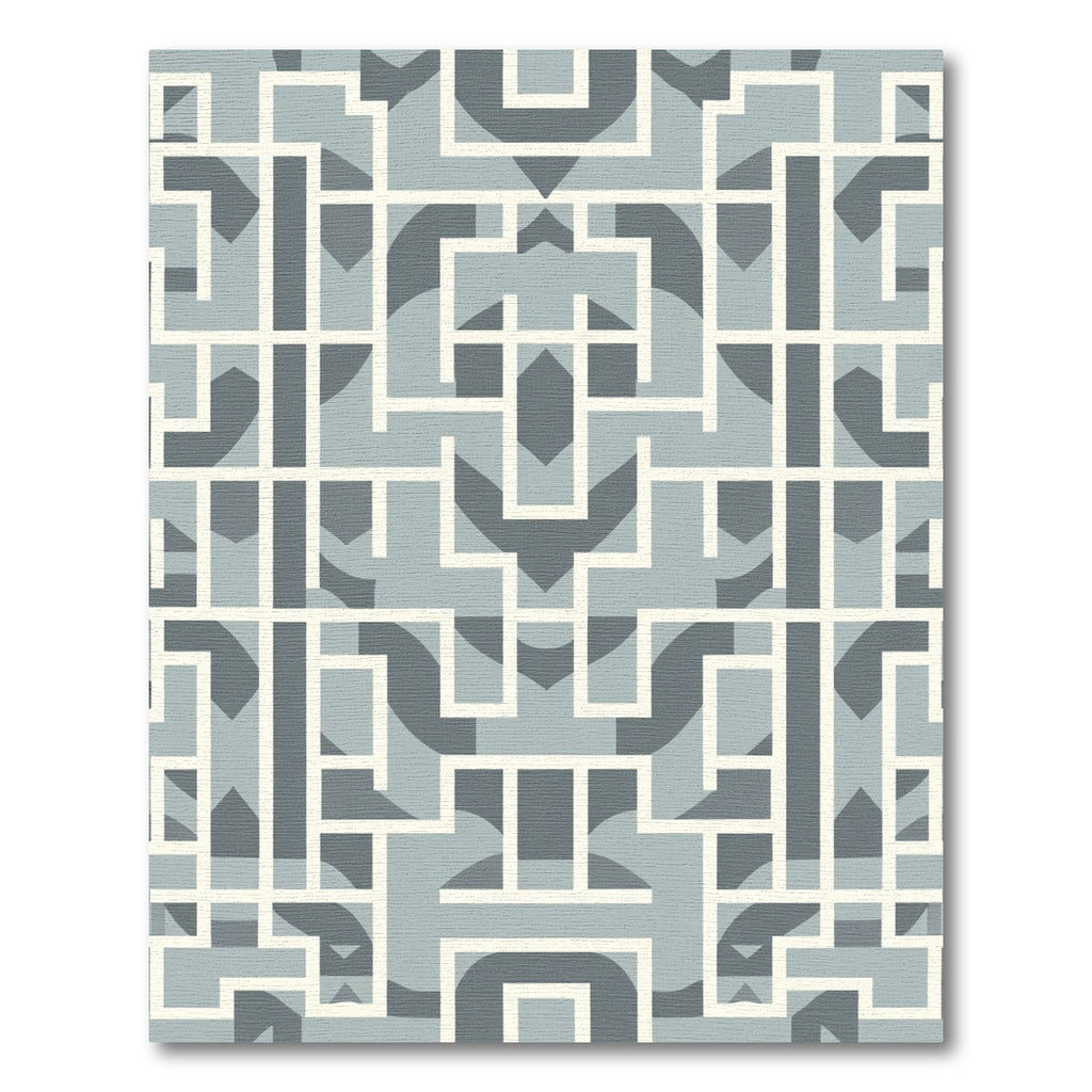 Geometric Maze Blue and Cream Rug