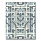Geometric Maze Blue and Cream Rug