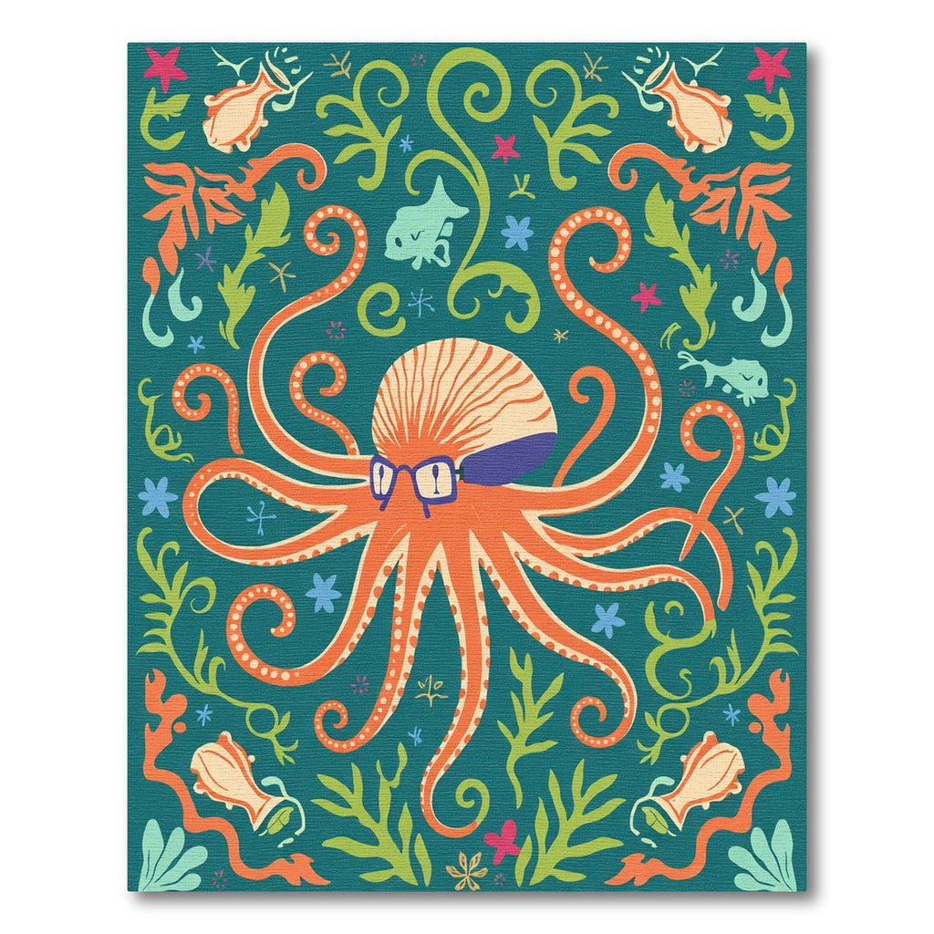 Whimsical Octopus Garden Teal Rug