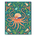 Whimsical Octopus Garden Teal Rug
