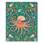 Whimsical Octopus Garden Teal Rug