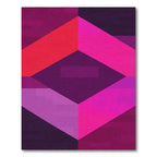 Vibrant Pink Geometric Cube Abstraction Rug