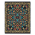 Golden Filigree Teal Coral Floral Scroll Rug