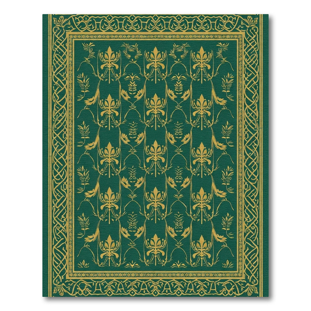 Emerald Gold Rich Floral Scroll Rug