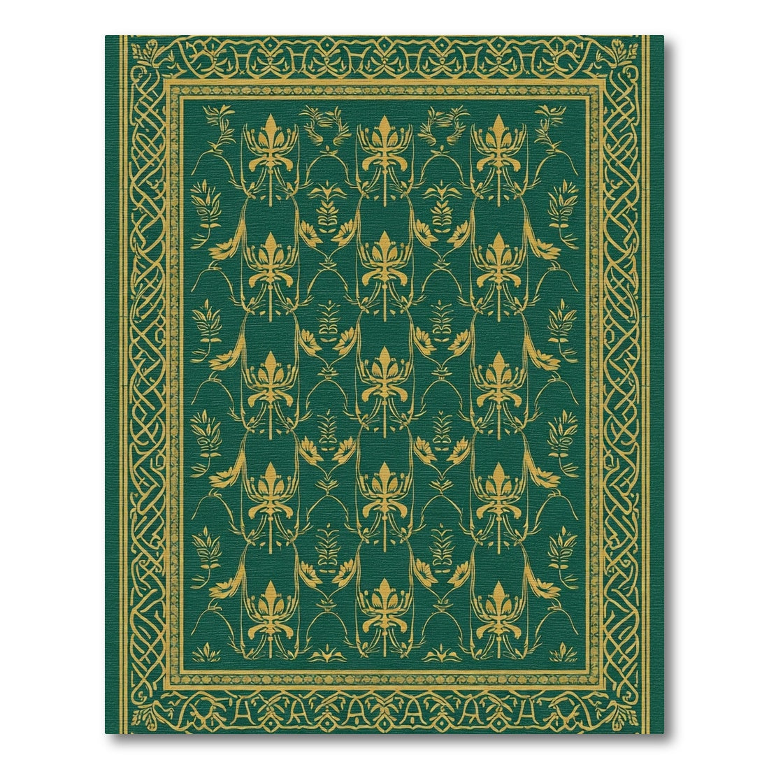 Emerald Gold Rich Floral Scroll Rug
