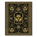 Black Gold Lion Head Heraldic Border Rug
