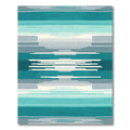 Coastal Teal and Gray Striped Abstract Rug