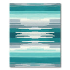 Coastal Teal and Gray Striped Abstract Rug