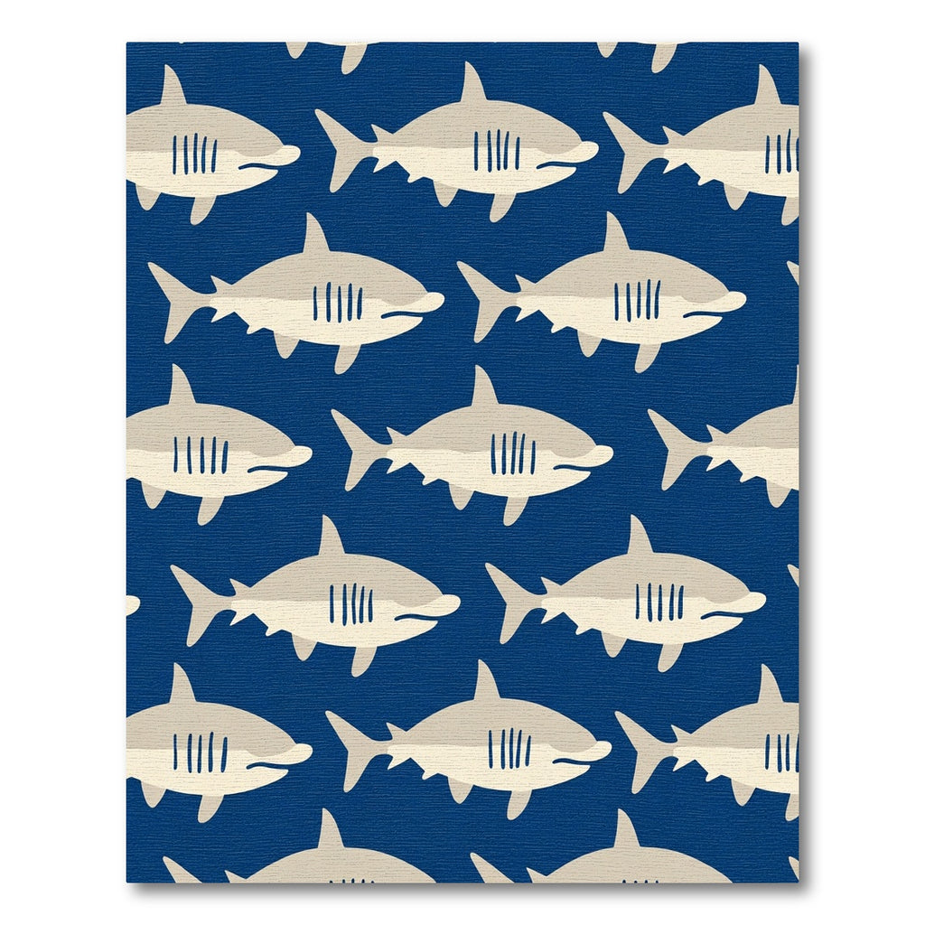 Whimsical Gray Shark School Ocean Rug