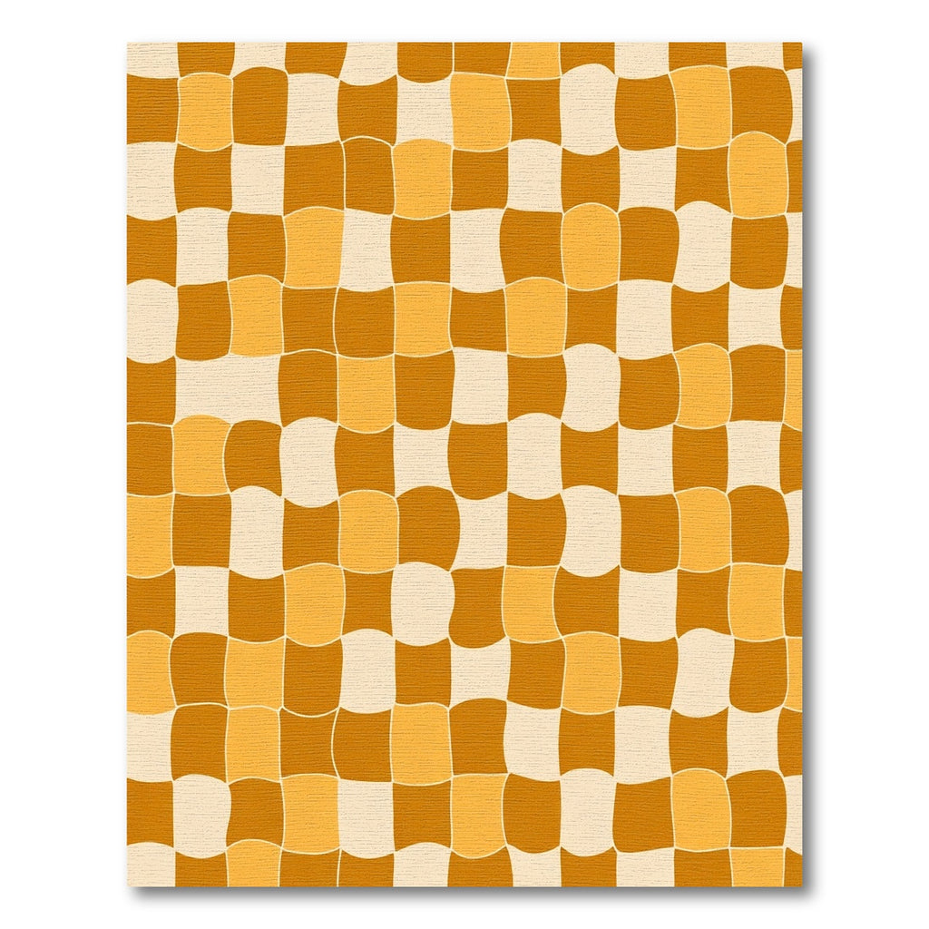 Warped Checkerboard Orange CreamSquares Rug