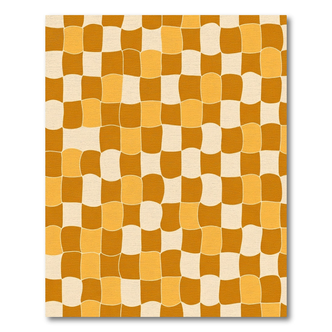 Warped Checkerboard Orange CreamSquares Rug