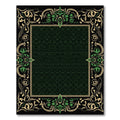 Art Nouveau Green Floral Scroll Frame Rug