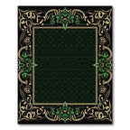 Art Nouveau Green Floral Scroll Frame Rug
