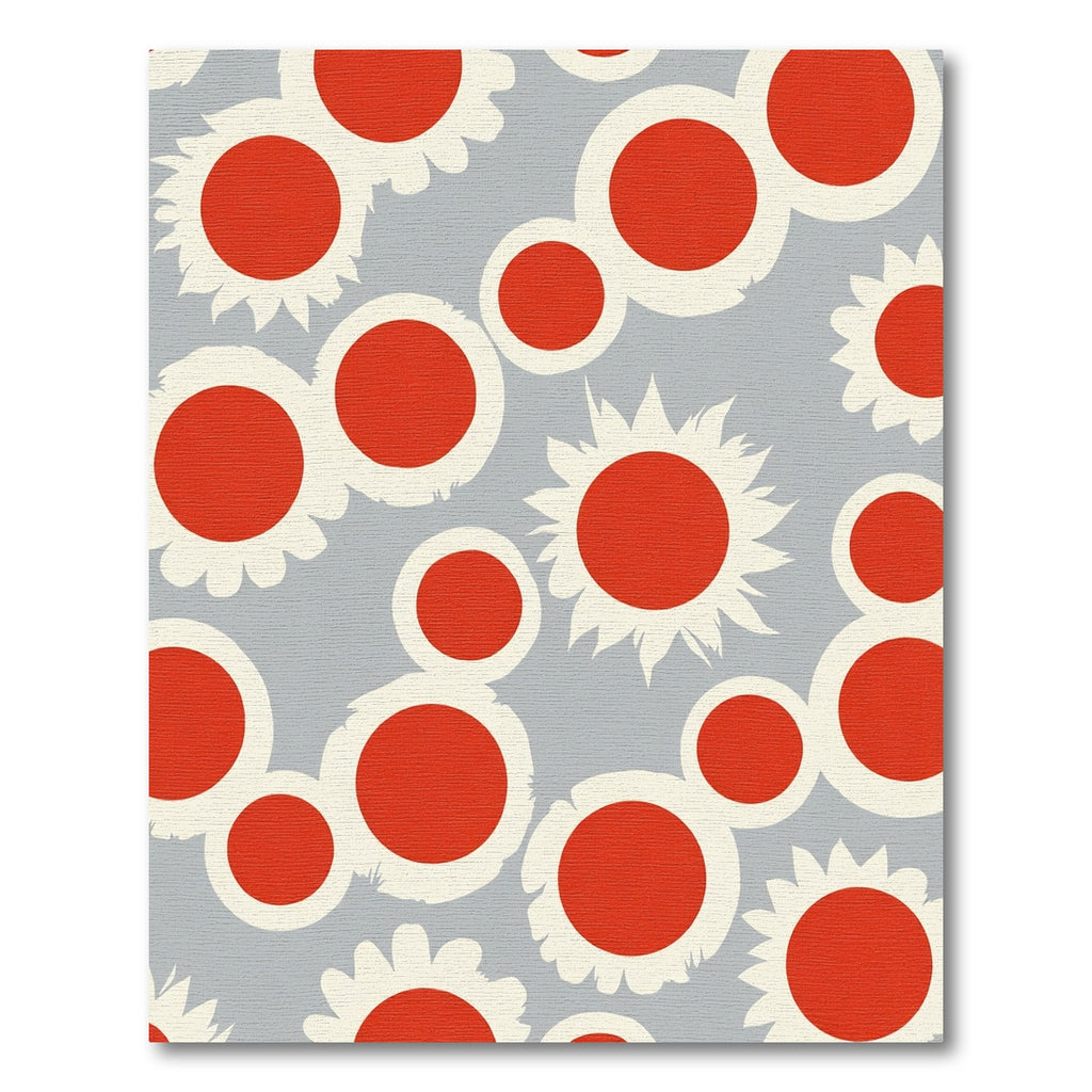 Red and Cream Floral Burst Rug
