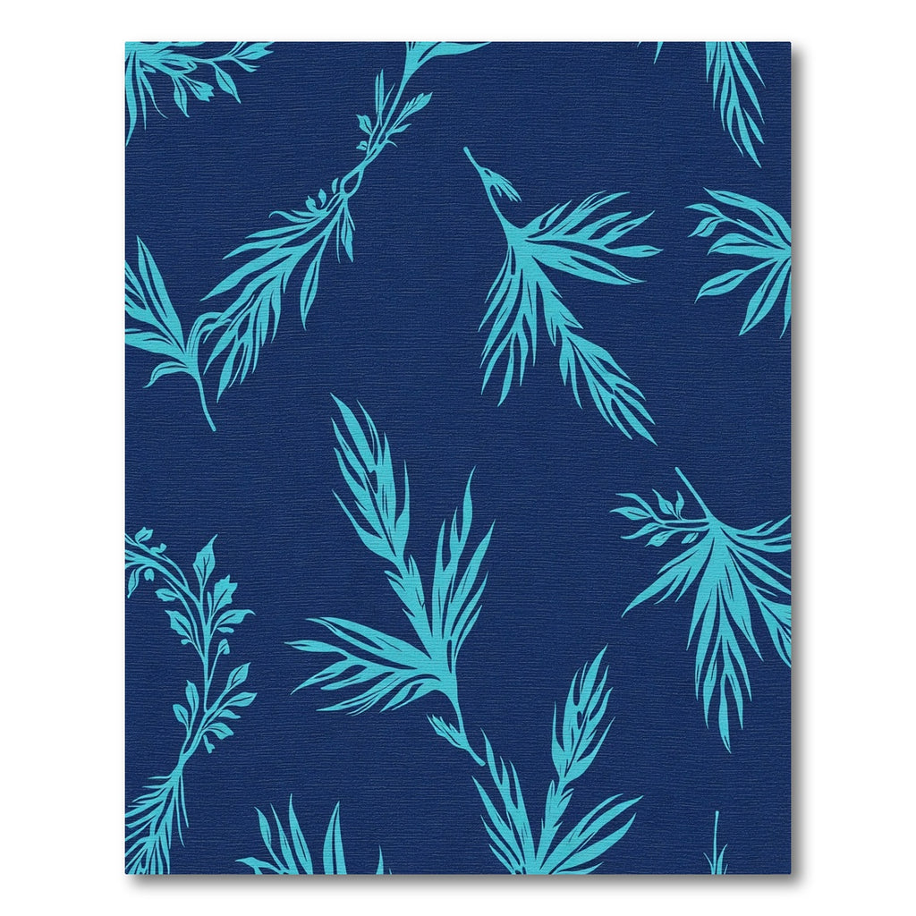 Teal Leafy Branches Navy Background Rug