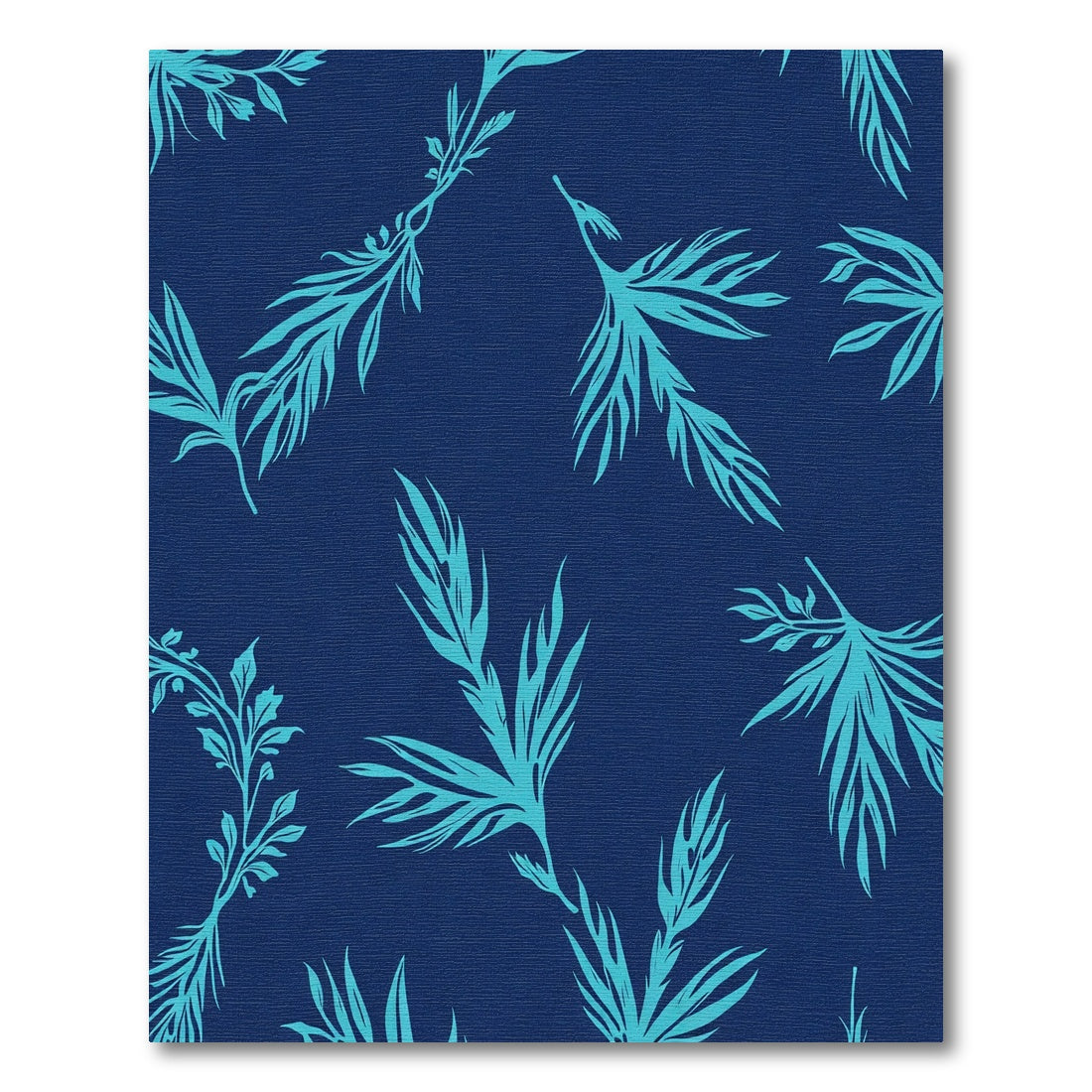 Teal Leafy Branches Navy Background Rug