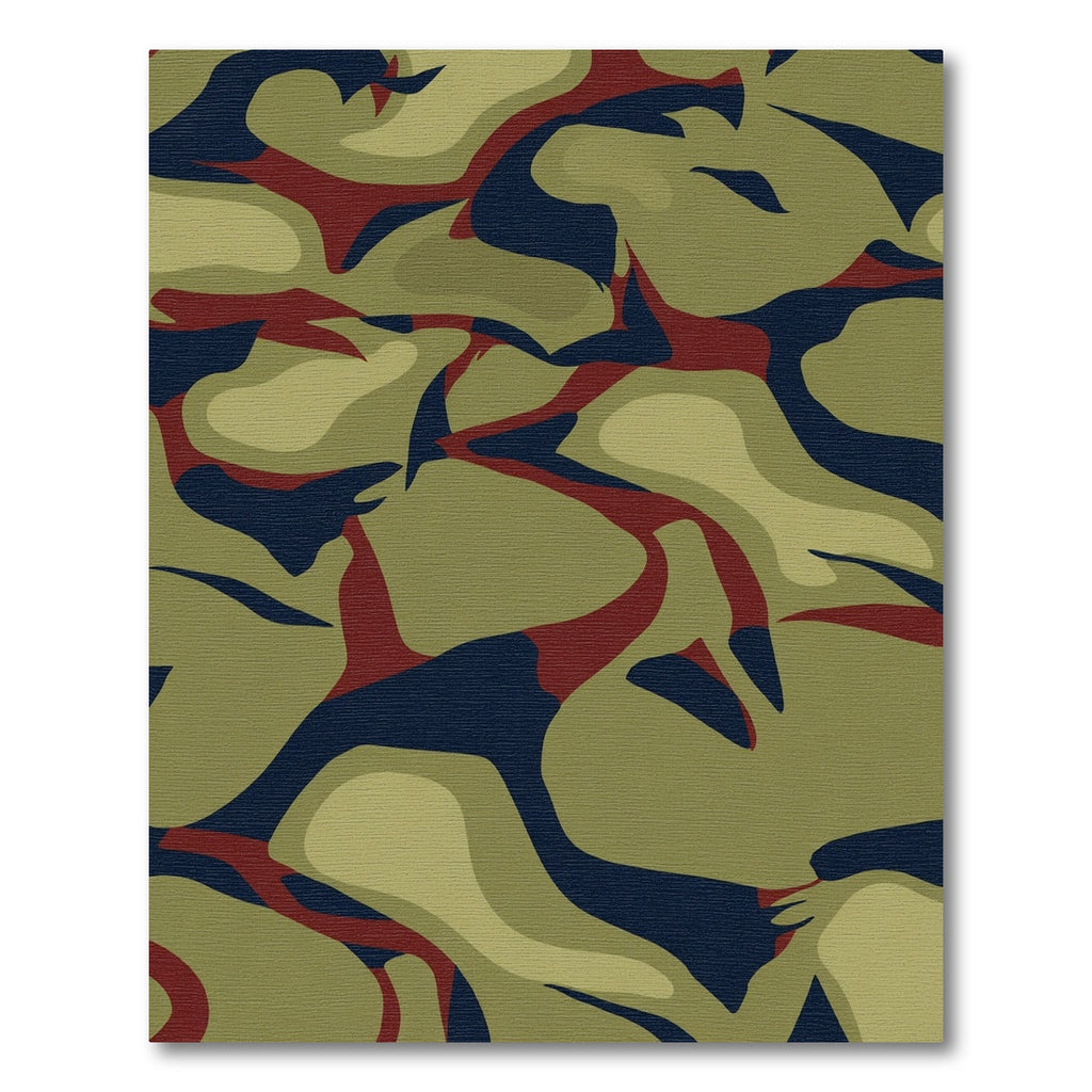 Olive Green Red Blue Camouflage Rug