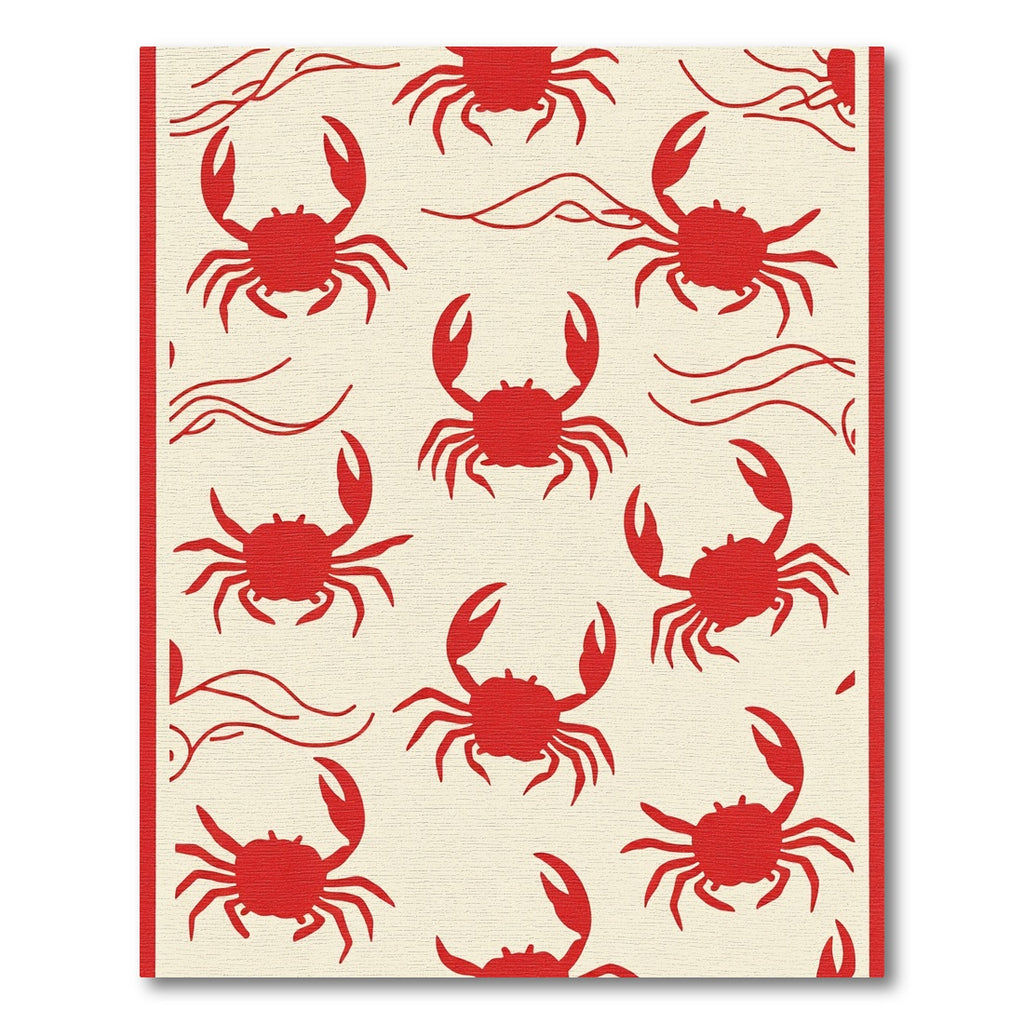 Crimson Crab Waves Scattered Rug