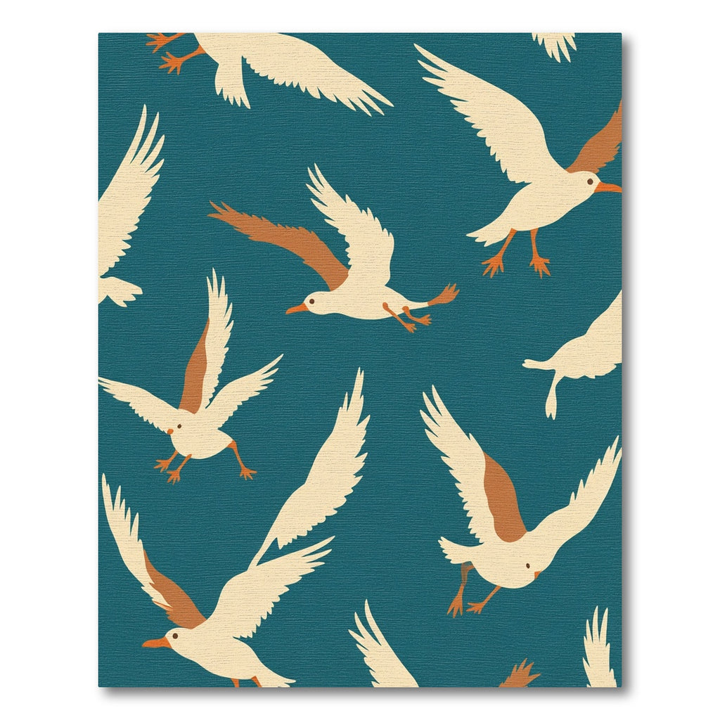 Teal Cream Seagull Flock Flying Rug