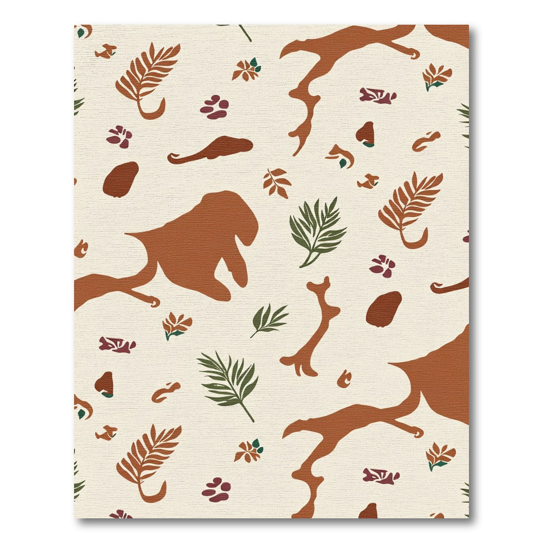 Earthy Abstract Leaf Branch Composition Rug