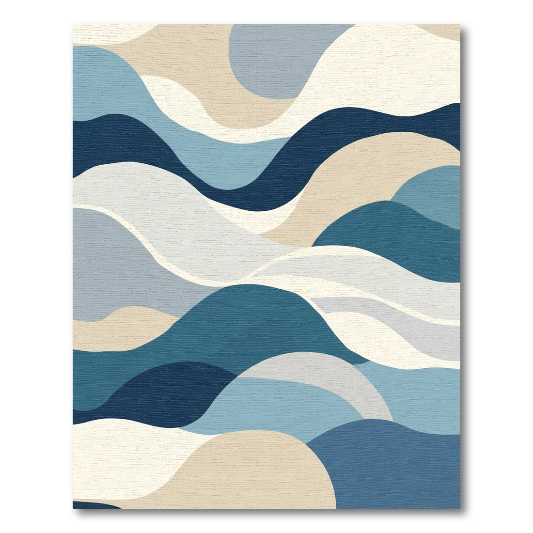 Abstract Tonal Blue Wave Flow Rug