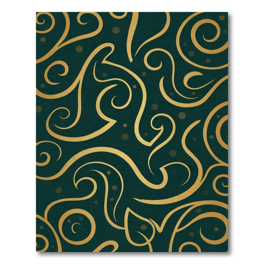 Deep Emerald Gold Swirl Accents Rug