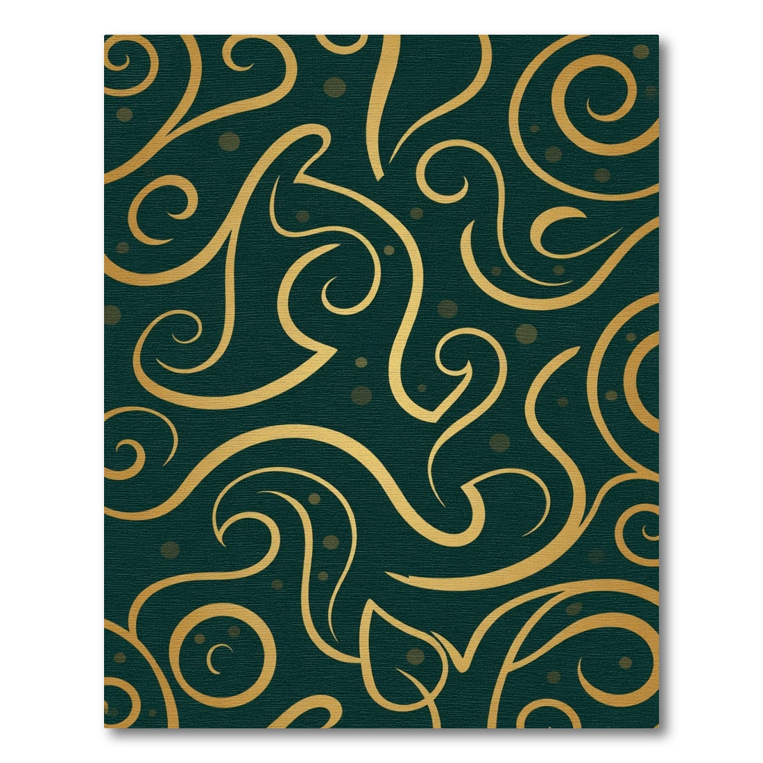 Deep Emerald Gold Swirl Accents Rug