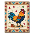 Farmhouse Rooster Floral Border Rug