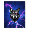 Glowing Wolf With Electric Neon Lightning Rug