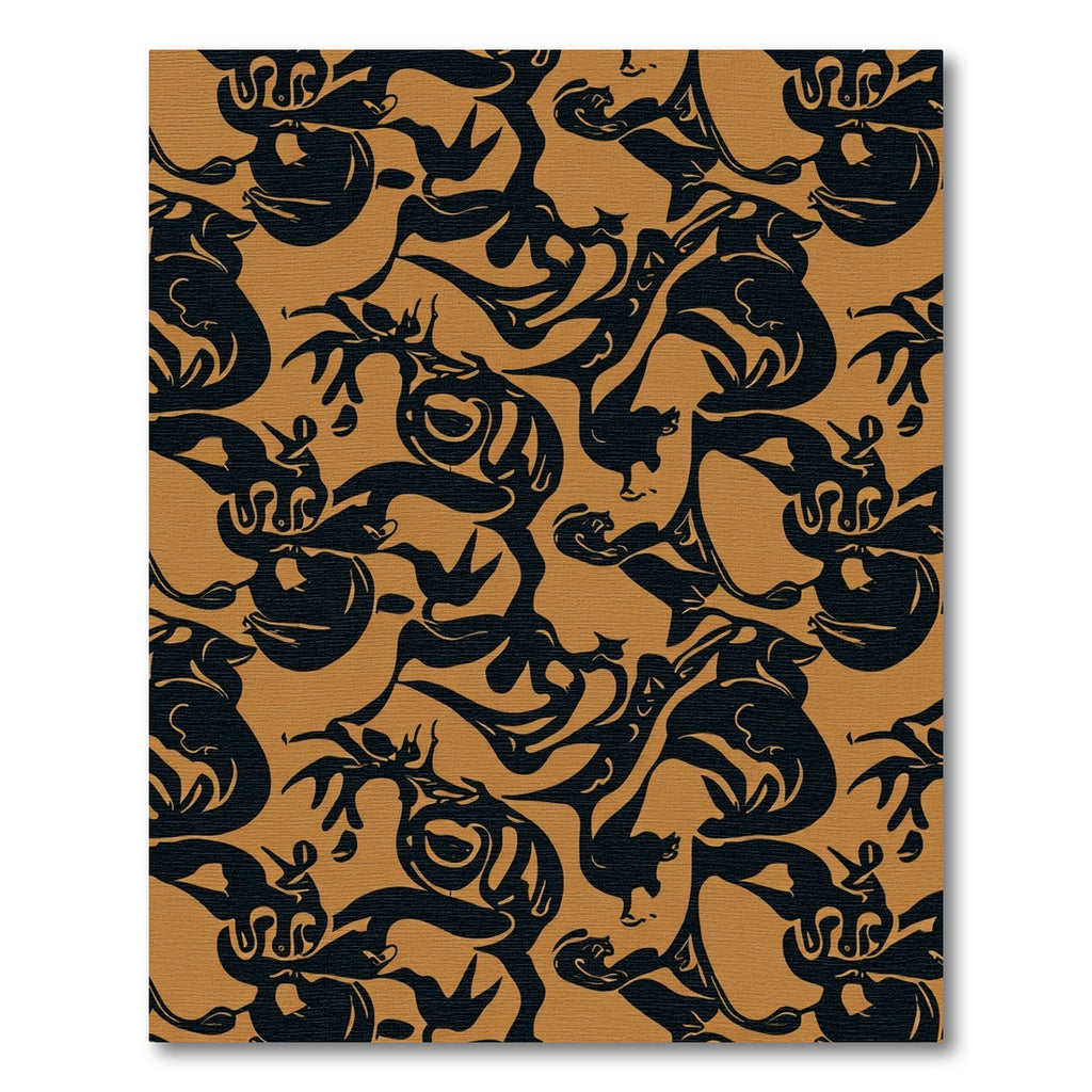 Abstract Black Amorphous Swirls Rug
