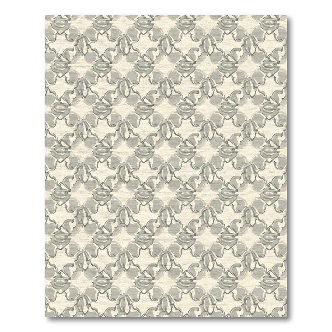 Soft Gray Floral Lattice Rug