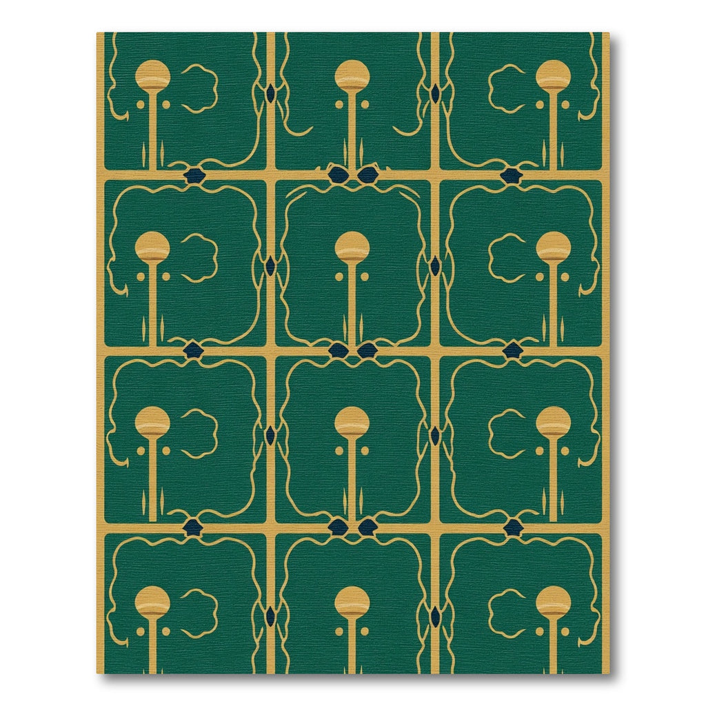 Emerald Gold Art Deco Abstract Rug