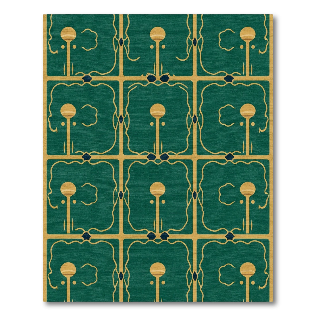 Emerald Gold Art Deco Abstract Rug