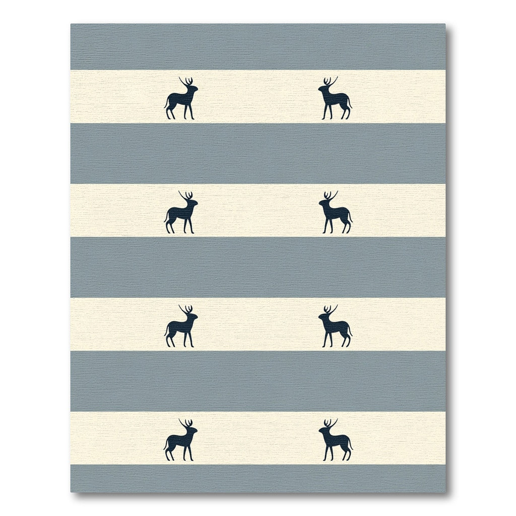 Gray Cream Stripe Deer Silhouettes Rug