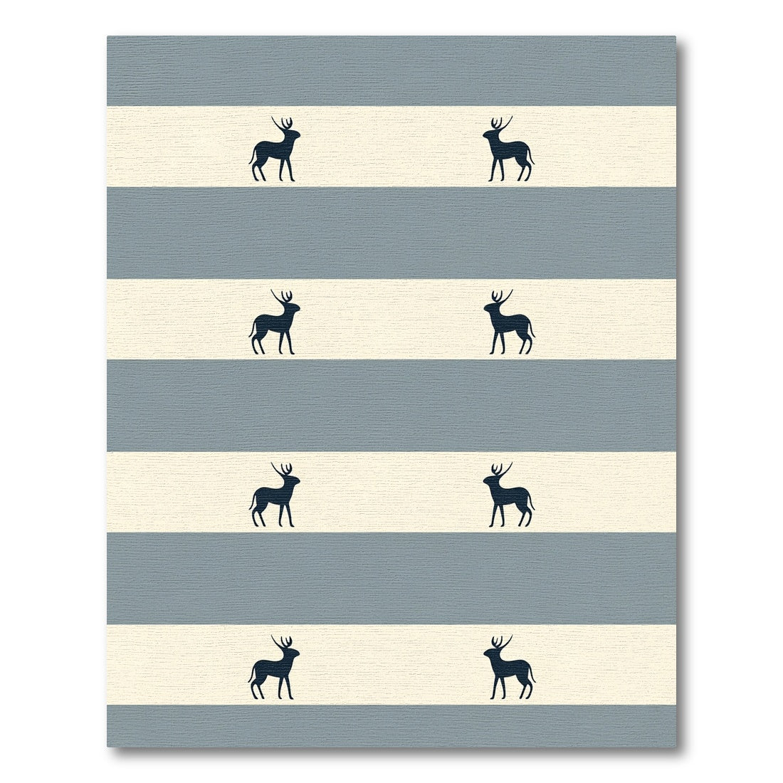 Gray Cream Stripe Deer Silhouettes Rug