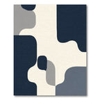 Modern Abstract Navy Cream Shapes Rug
