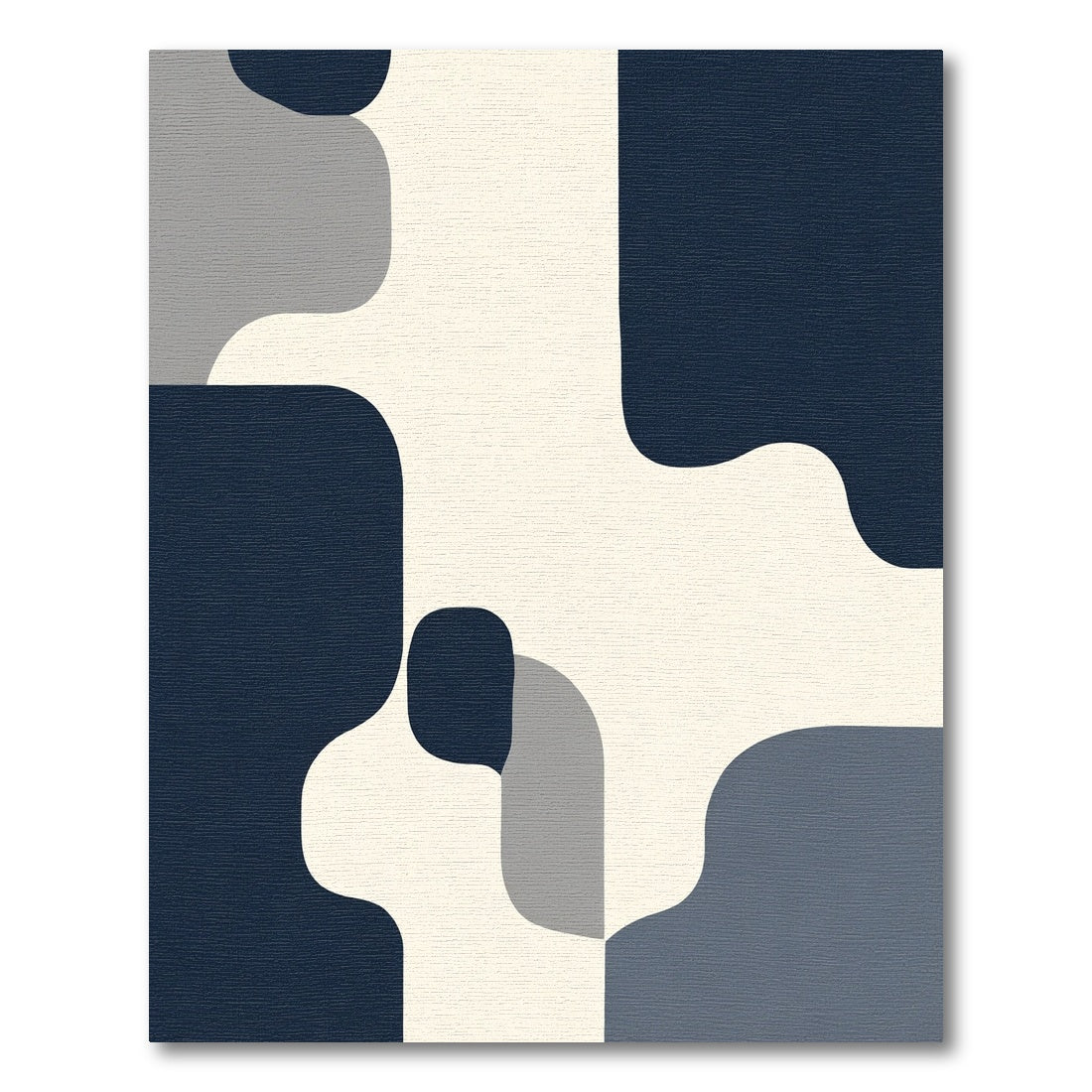 Modern Abstract Navy Cream Shapes Rug