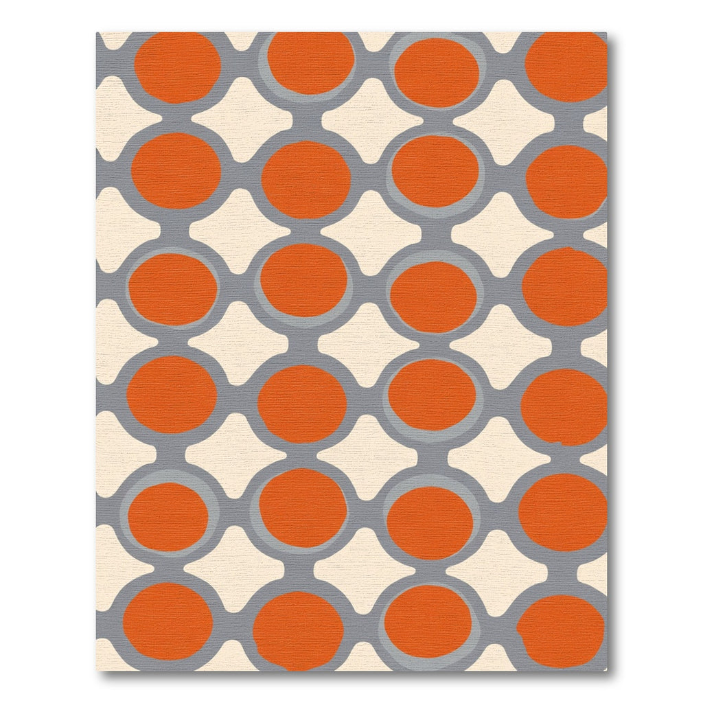 Bold Orange Gray Circle Links Rug