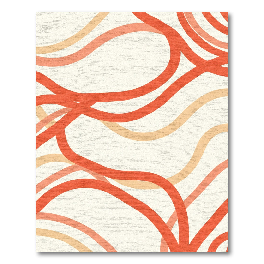 Coral Orange Abstract Swirl Lines Rug