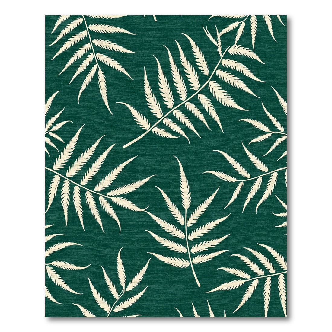 Cream Fern Leaves Green Background Rug