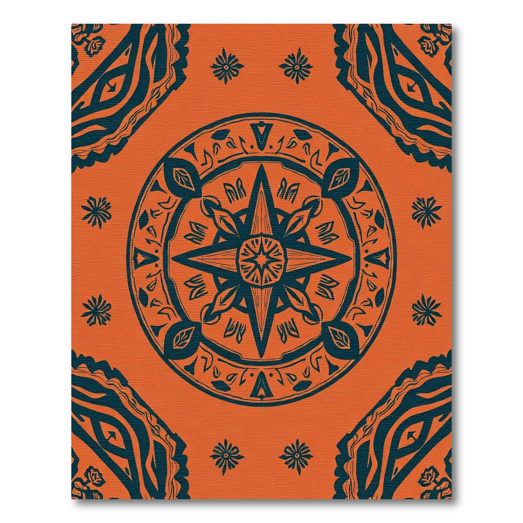 Vibrant Orange Teal Mandala Medallion Rug