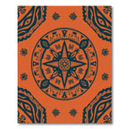 Vibrant Orange Teal Mandala Medallion Rug