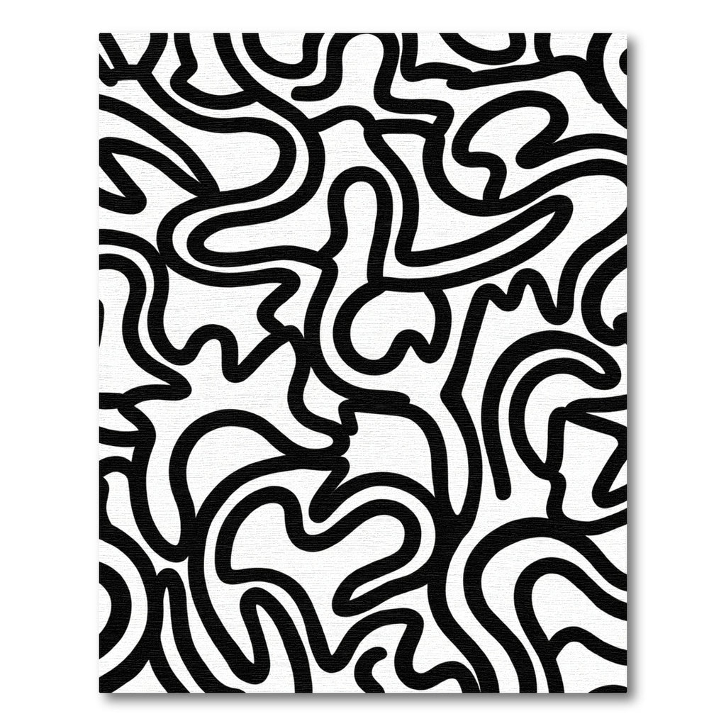 Bold Black Abstract Continuous Line Rug