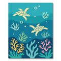 Two Sea Turtles Coral Reef Whimsical Aquatics Rug